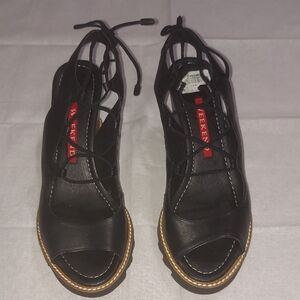 Black Open-Toe Sandals with Slingback Design and Textured Upper